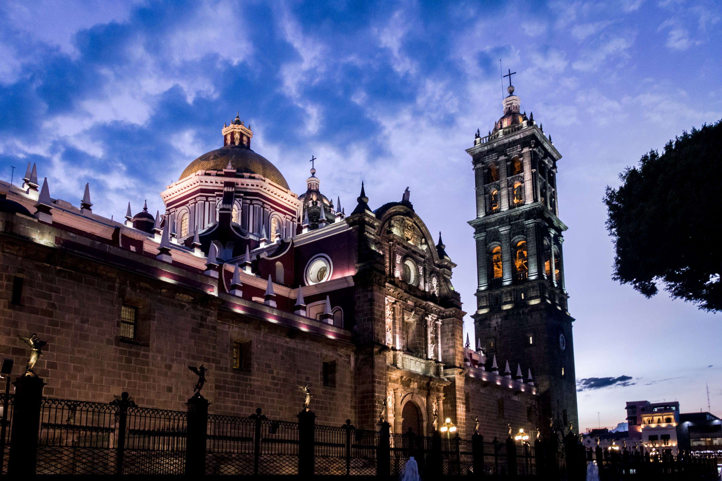 Puebla Cathedral at night - Puebla, Mexico